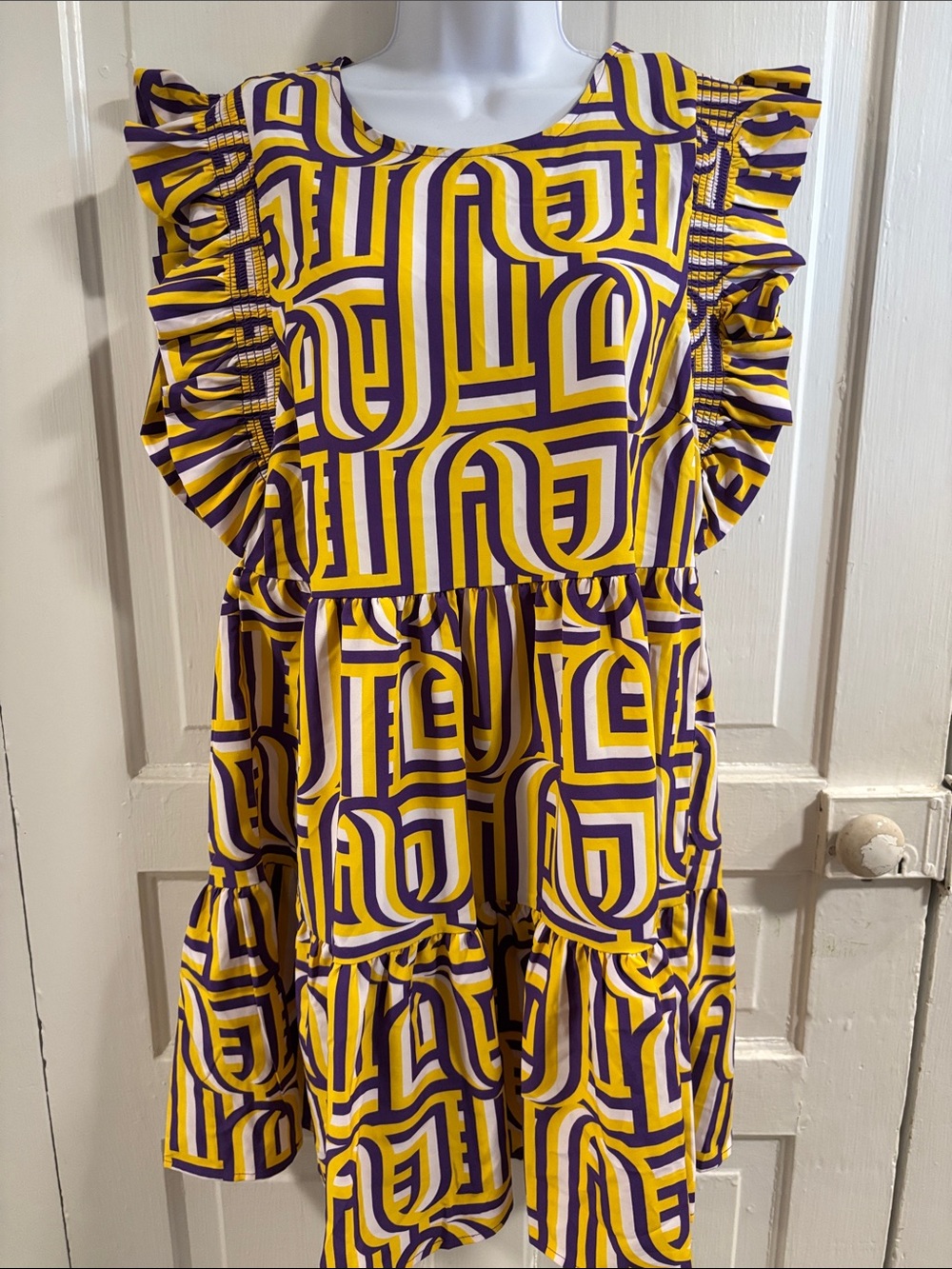 Michelle McDowell Touchdown Purple and Gold Everly Dress Size M